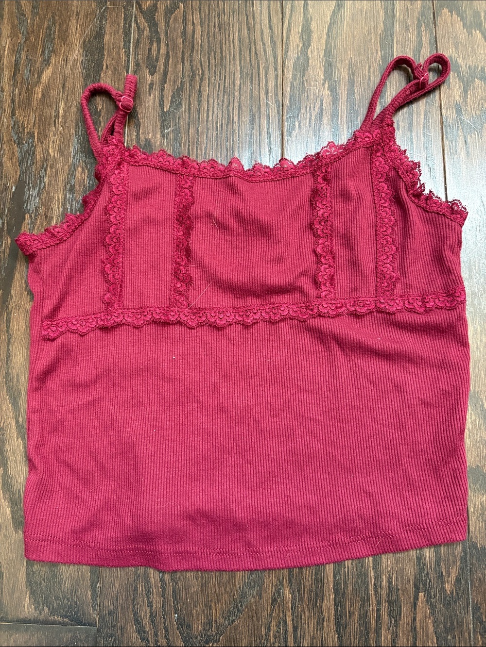 Hippie Rose Red Lace-Trim Ribbed Camisole